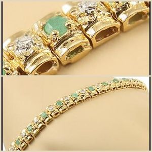 Natural Colombian beryl emerald diamond bracelet